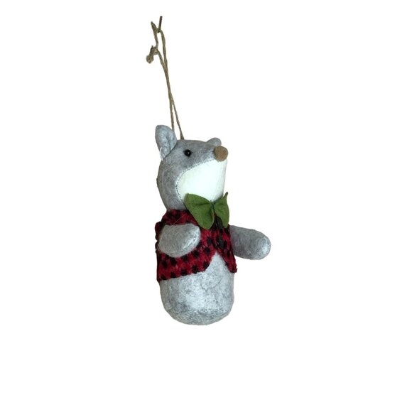 Christmas Ornament Stuffed Animal Plush Bowtie Mole Mouse Holiday Decor - Picture 6 of 10